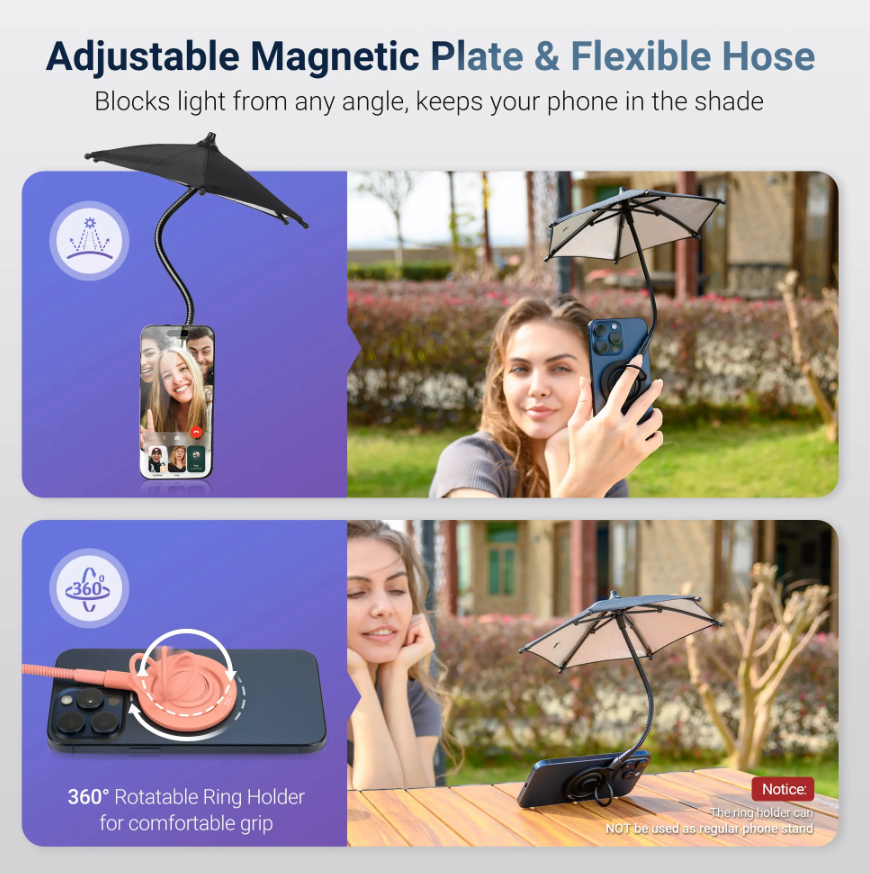 Magnetic Phone Umbrella UV Protection Phone Umbrella for Sun Shade